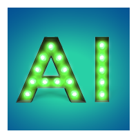 AI letters lit up against a blue background