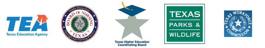TEA, Bord of Nursing, Texas Higher Education Coordinating Board, TPWD, TWC